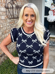 Navy Bow Sweater