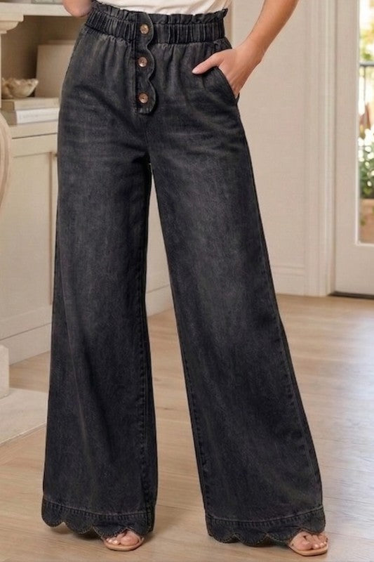 Classy Scalloped Pull on Jeans by: LovLov