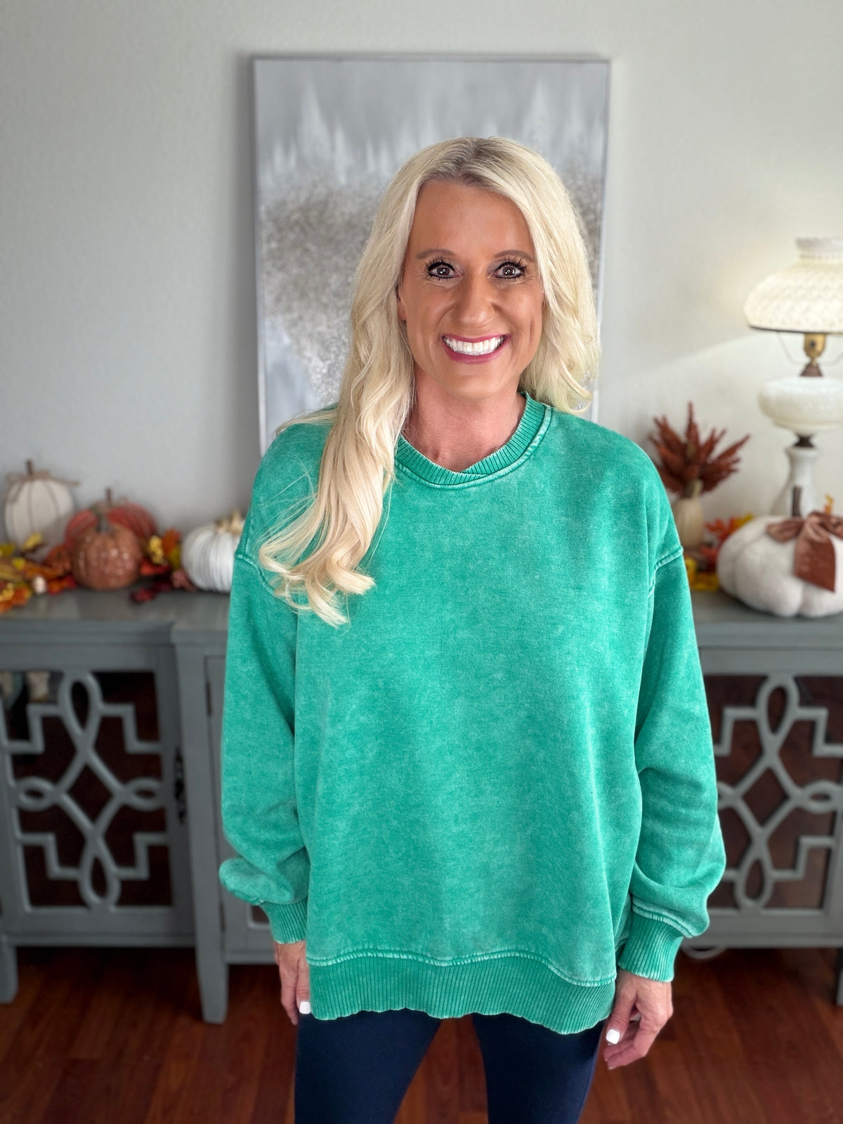 Zenana Acid Wash Fleece Pullover