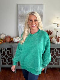 Zenana Acid Wash Fleece Pullover