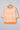 A bright orange and white striped short-sleeve sweatshirt displayed on a wooden hanger against a gray background. The garment features horizontal stripes throughout, ribbed cuffs and hem, and a classic crew neckline.