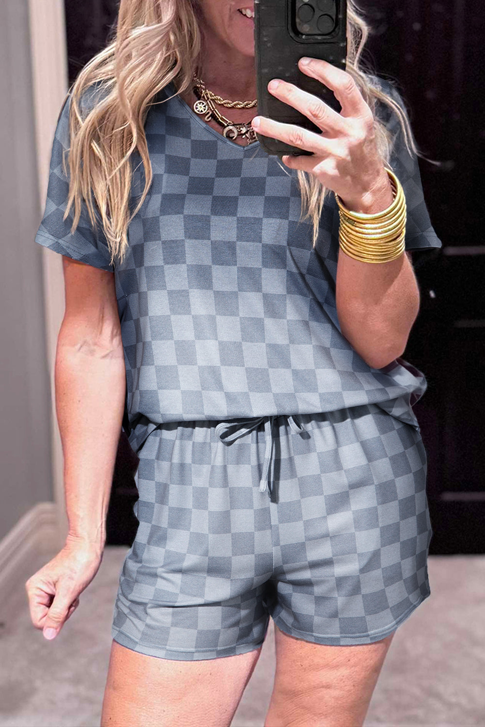 Gray Checkered PJ Set