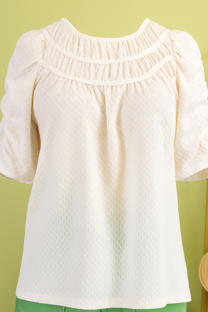 Textured Puff Sleeve Blouse