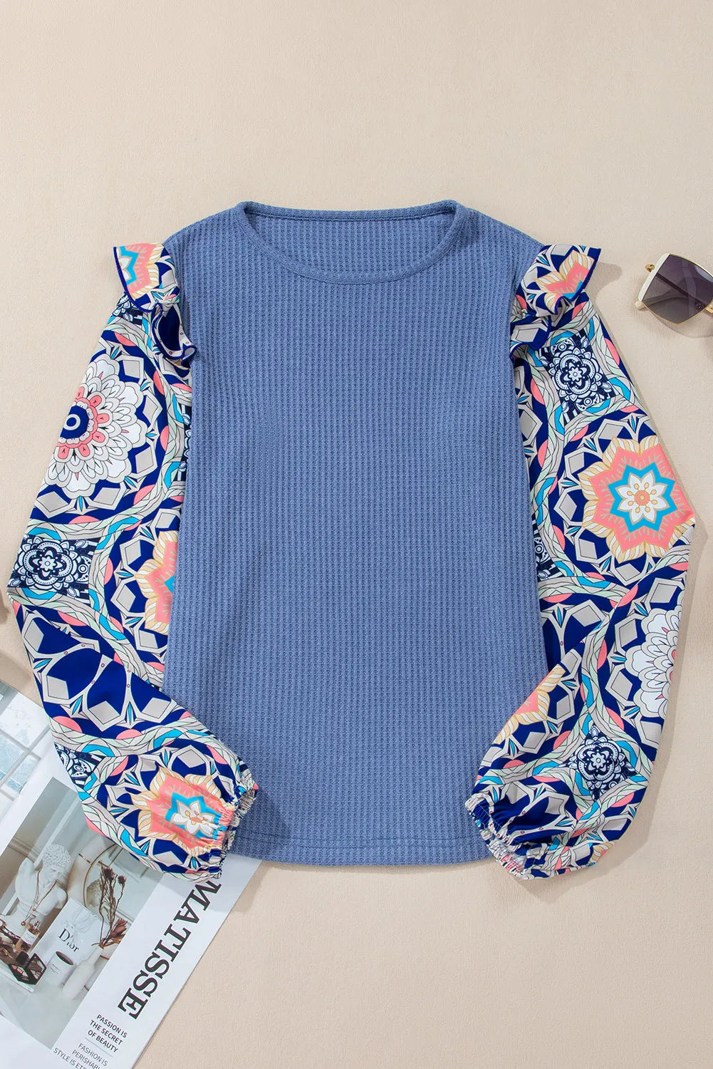 /Blue/ Michelle Floral Sleeve Blouse Top Private Label S Blue